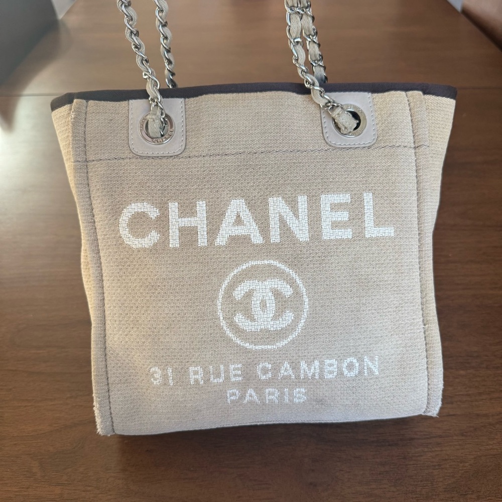 CHANEL Mini Deauville Canvas Tote | 100% Authentic - Picture 6 of 14